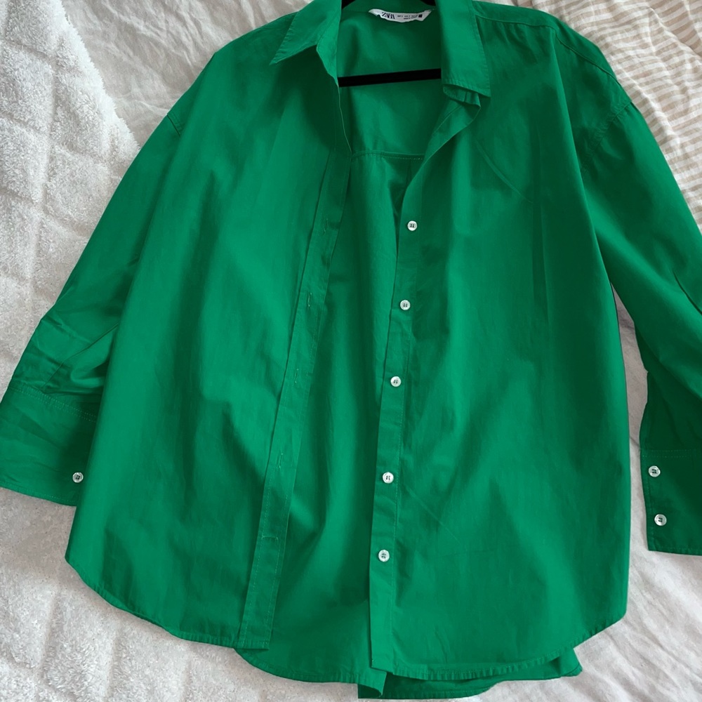 Long sleeve green shirt ZARA size S